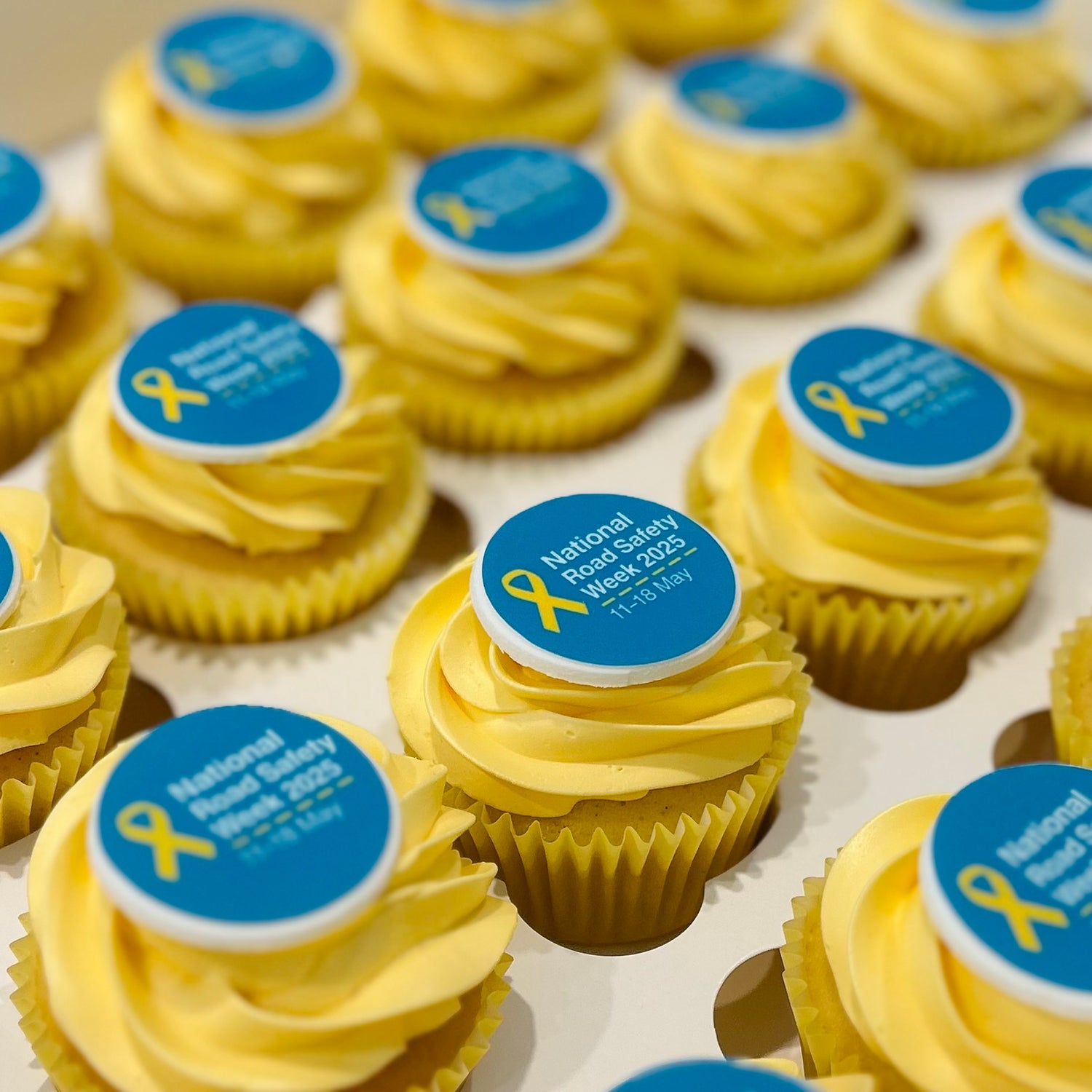 Vanilla cupcakes with edible toppers